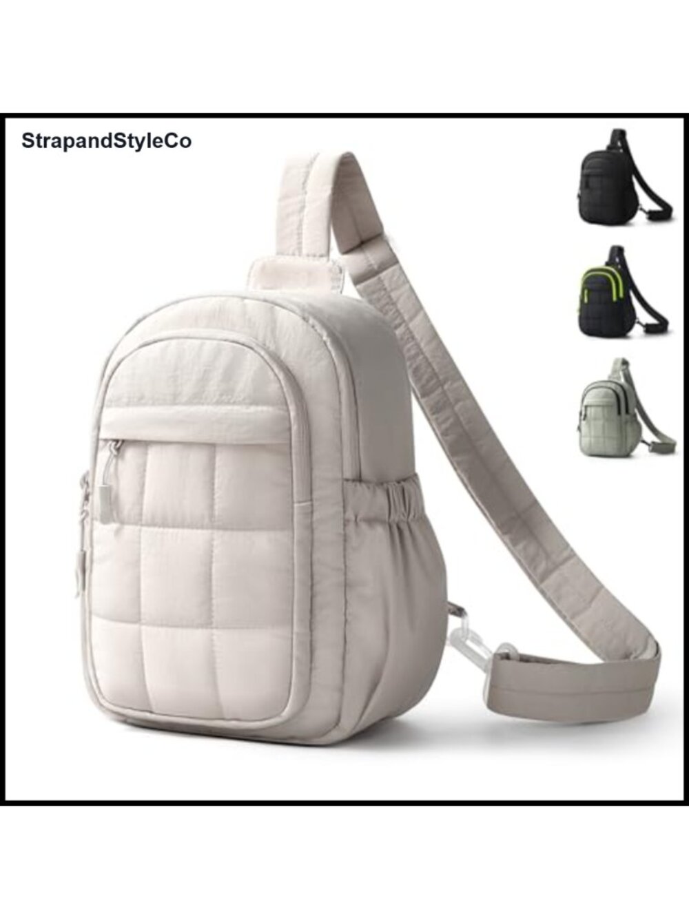 Quilted Puffer Sling Crossbody Bag RFID Waterproof Nylon Travel Purse